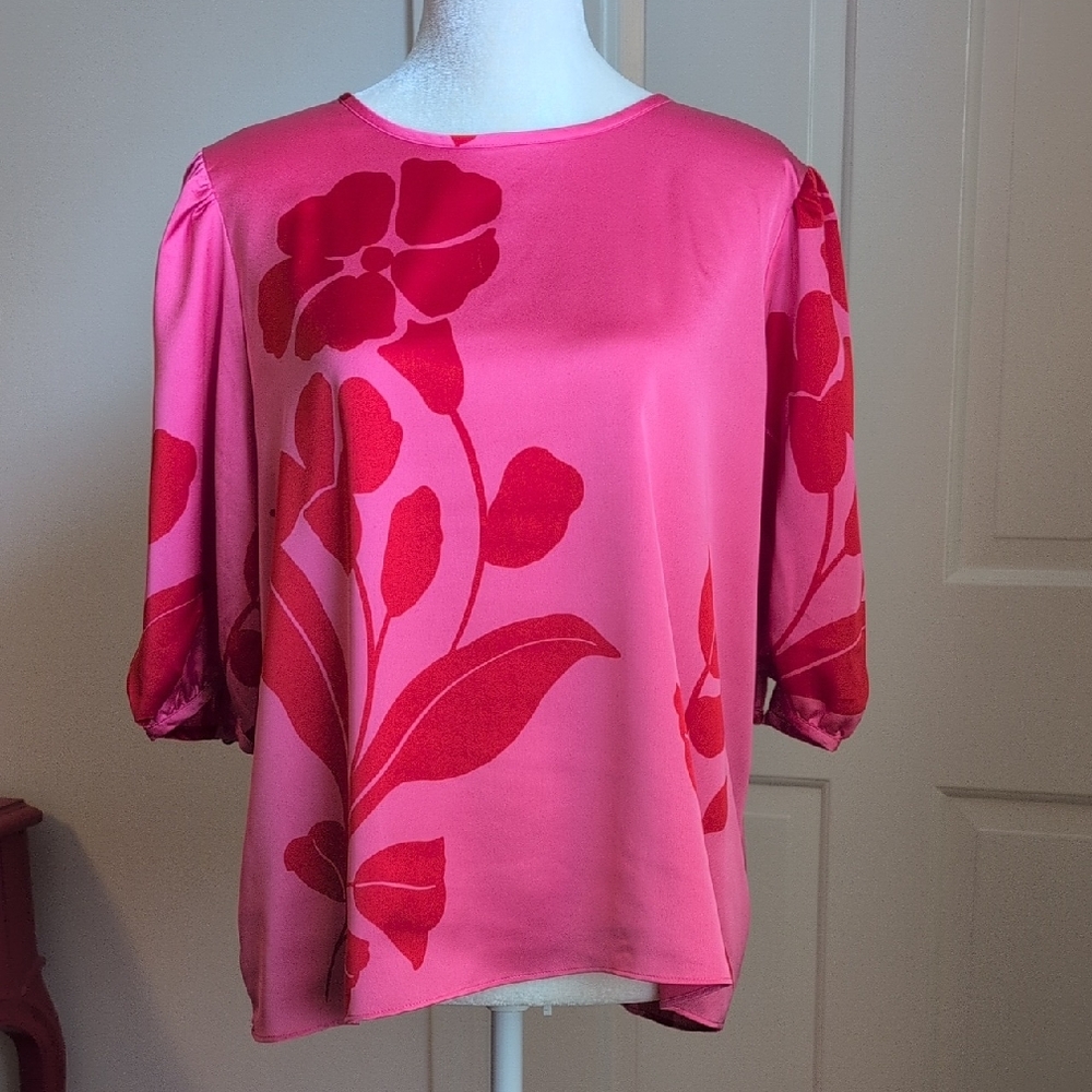 Ann Taylor Pink and Red Blouse